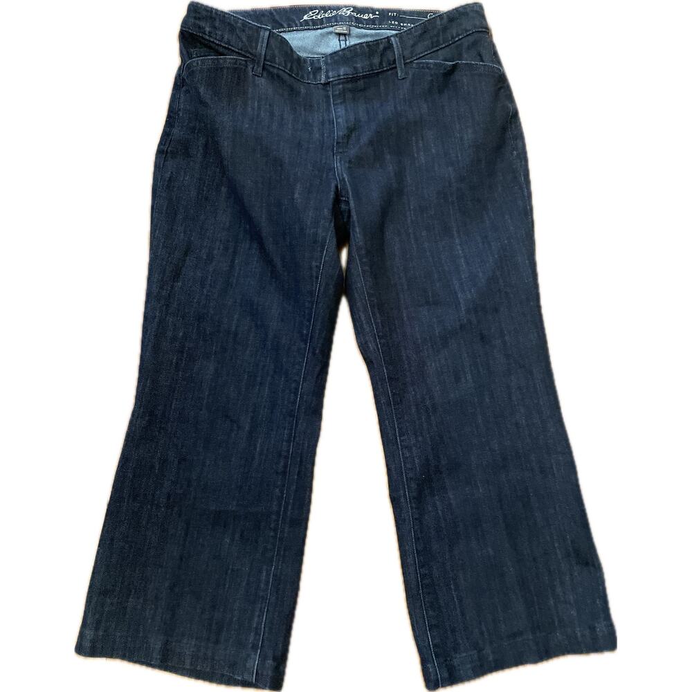 Eddie Bauer Curvy Trouser Jeans Women’s 10 34/23 Dark Wash Bootcut